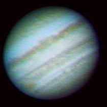 Jupiter mit rotem Fleck und Wolken Jupiters Wolken und der große, rote Fleck, der inzwischen eher orange ist.